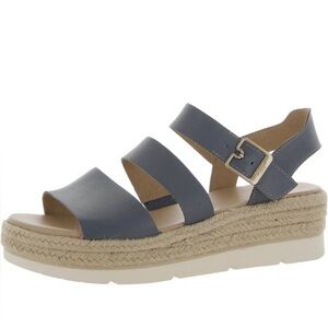 Dr. Scholl's Shoes 7.5 Womens Once Twice Blue Ankle Strap Wedge Sandals Shoes